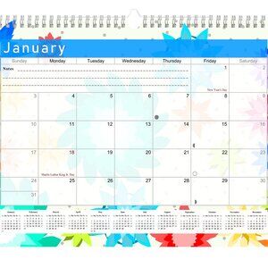 2026 - 2027 Monthly Spiral-Bound Wall - 18 Months Desktop - #001